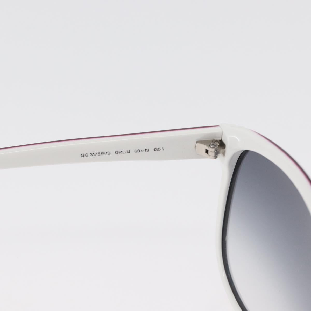 GUCCI Glasses Sunglasses plastic metal 2 Set Silver White Auth BA13055