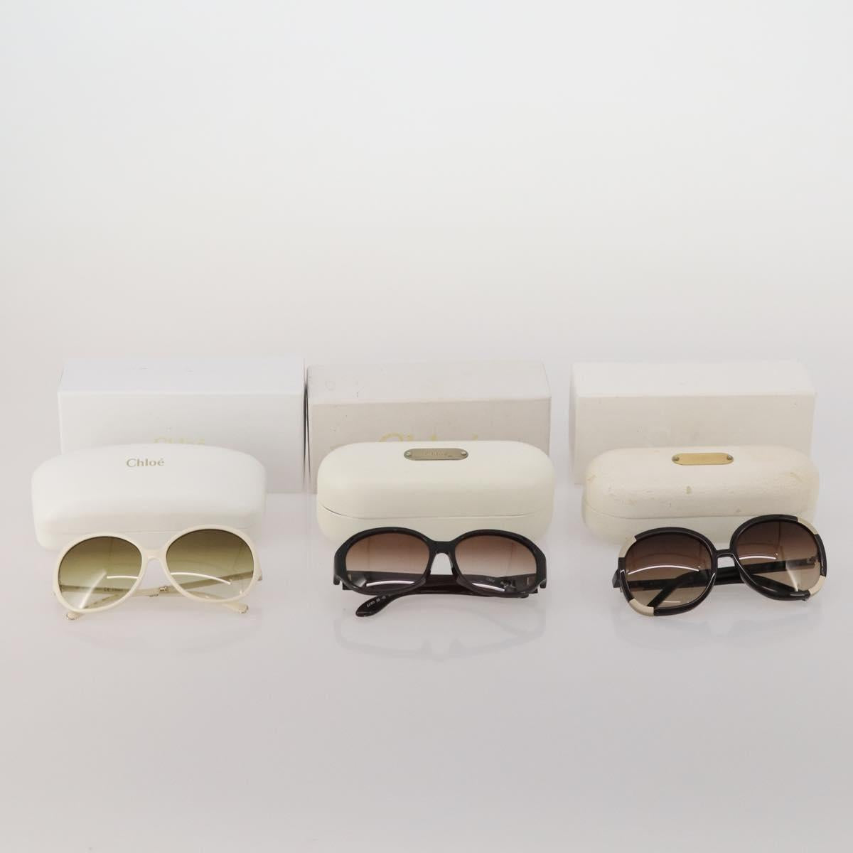 Chloe Sunglasses plastic 3 Set Brown White Auth BA13058