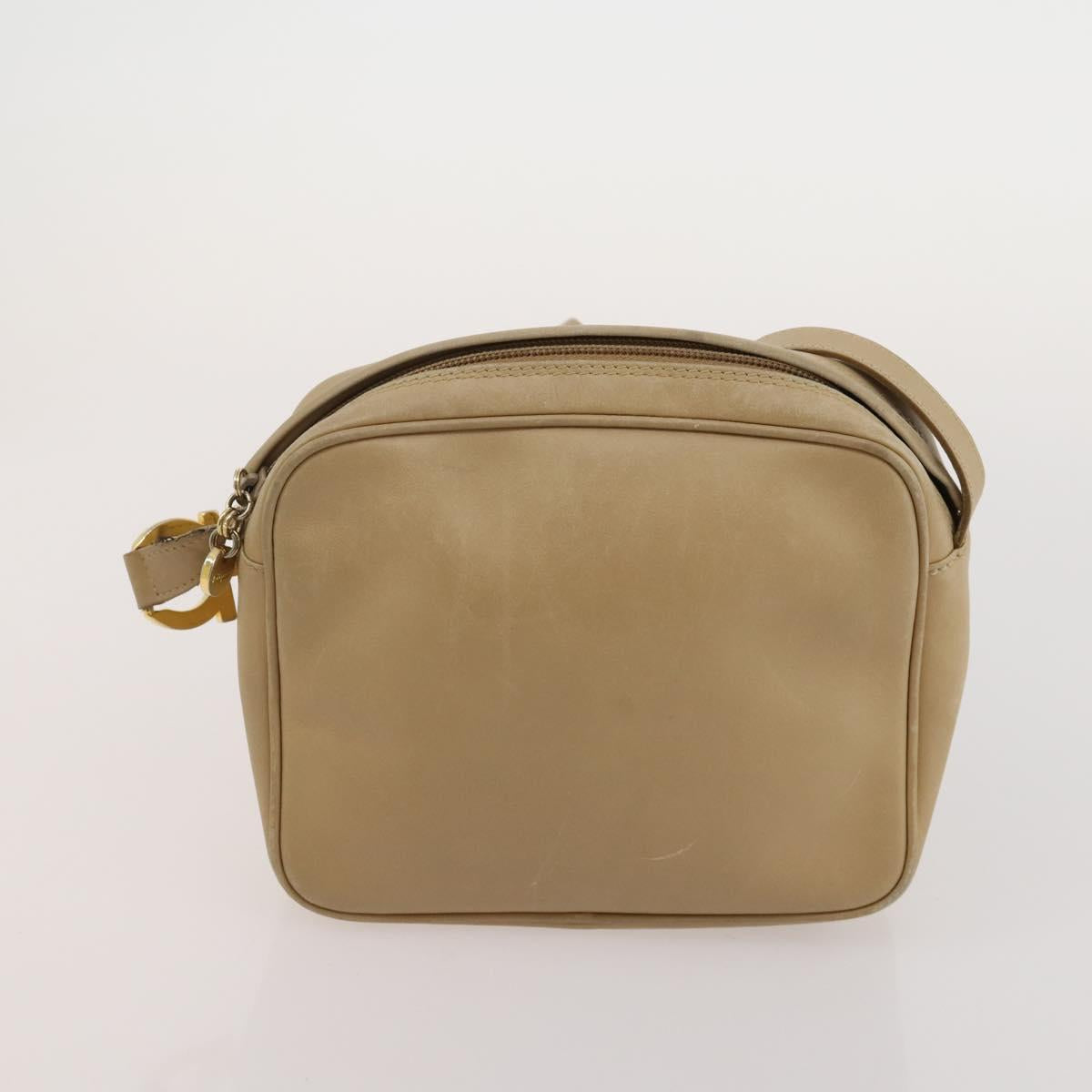 Salvatore Ferragamo Gancini Shoulder Bag Leather 2 Set White Beige Auth BA13060