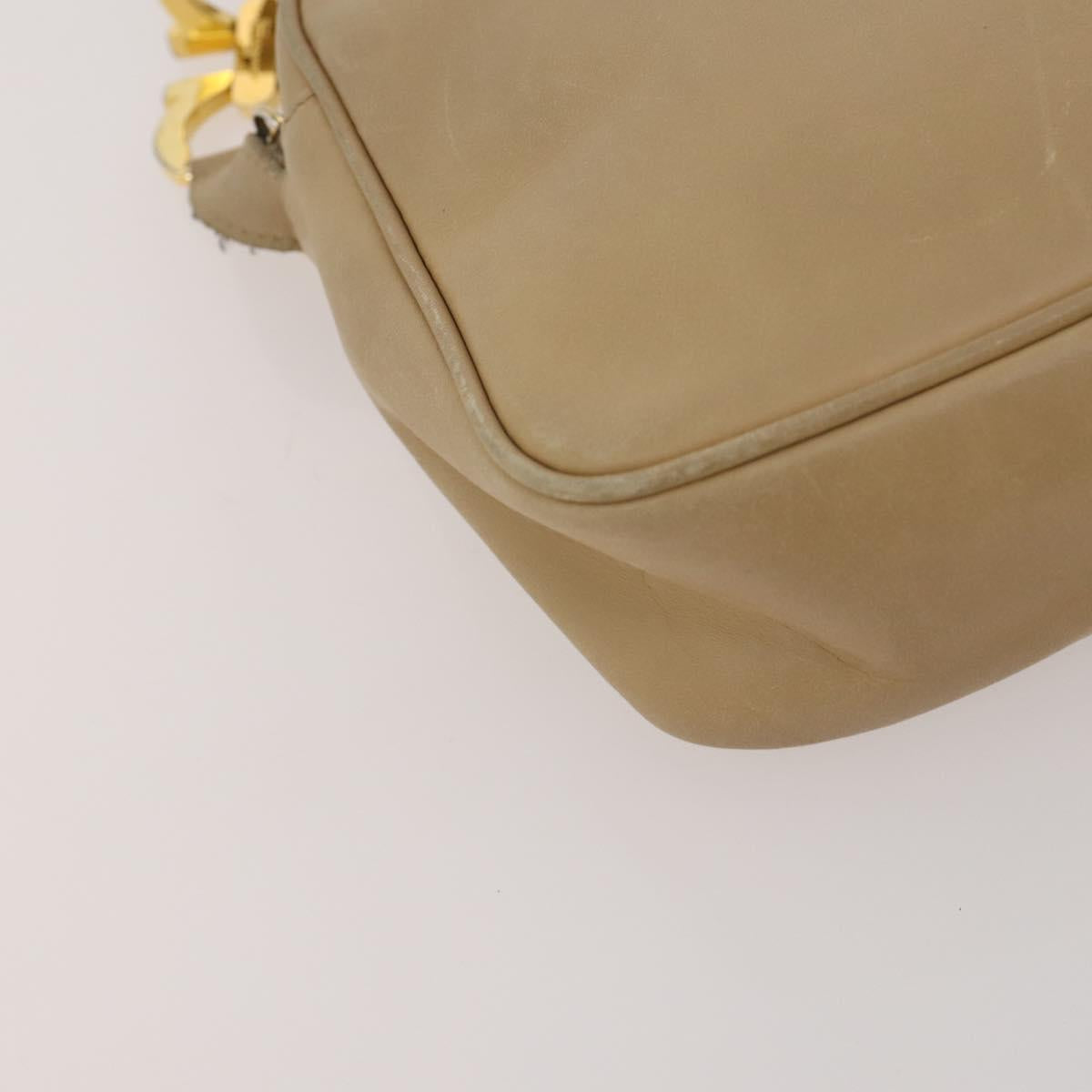 Salvatore Ferragamo Gancini Shoulder Bag Leather 2 Set White Beige Auth BA13060