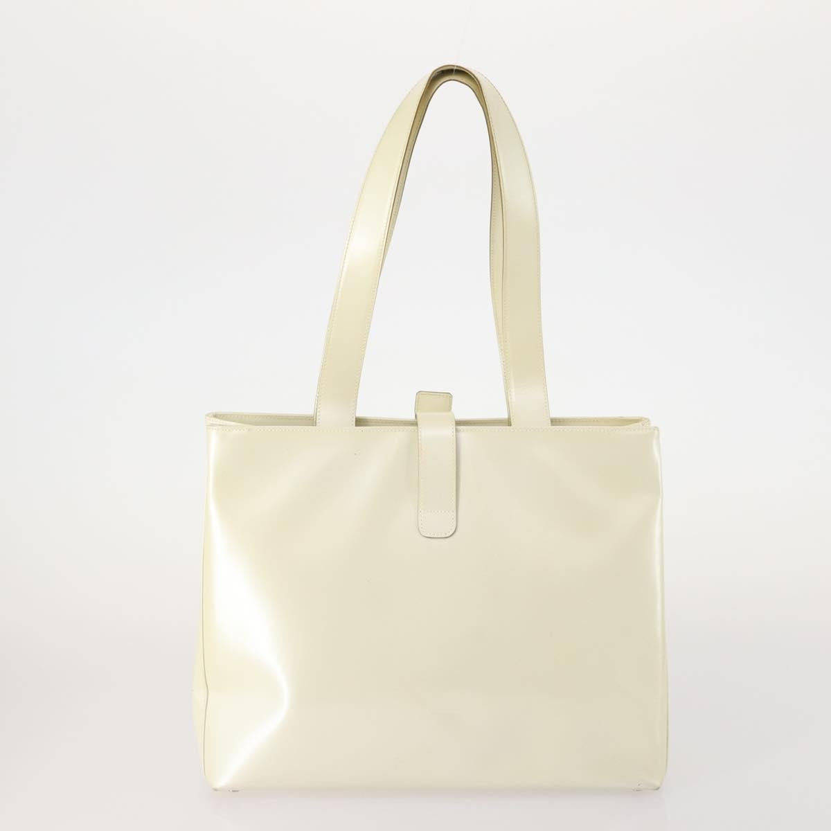 Salvatore Ferragamo Gancini Shoulder Bag Leather 2 Set White Beige Auth BA13060
