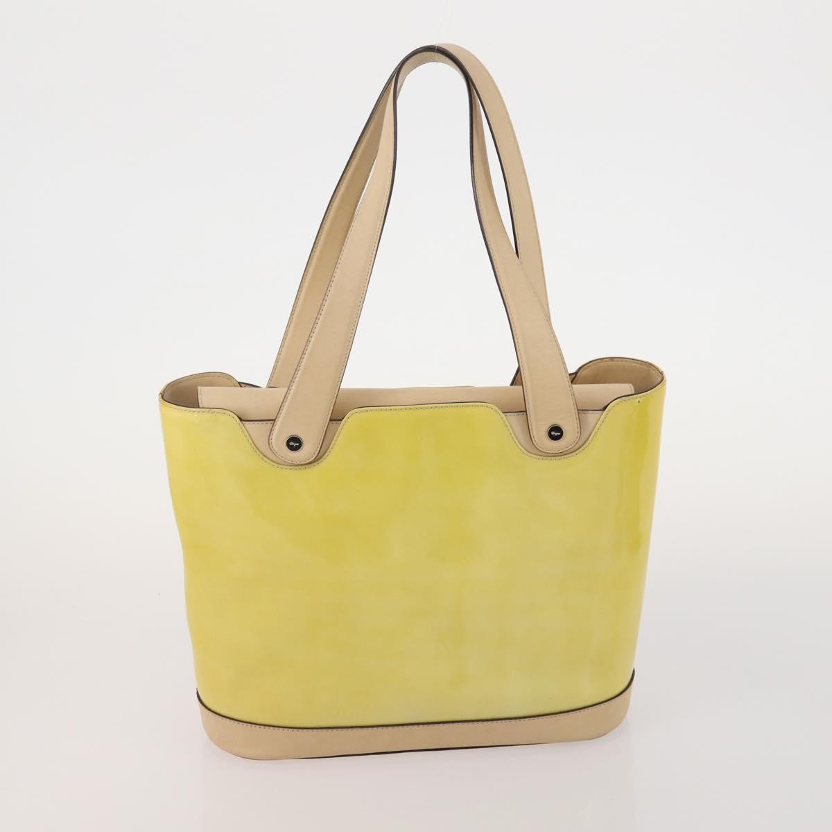 Salvatore Ferragamo Bag Nylon Leather Vinyl 3 Set Yellow Clear Auth BA13061