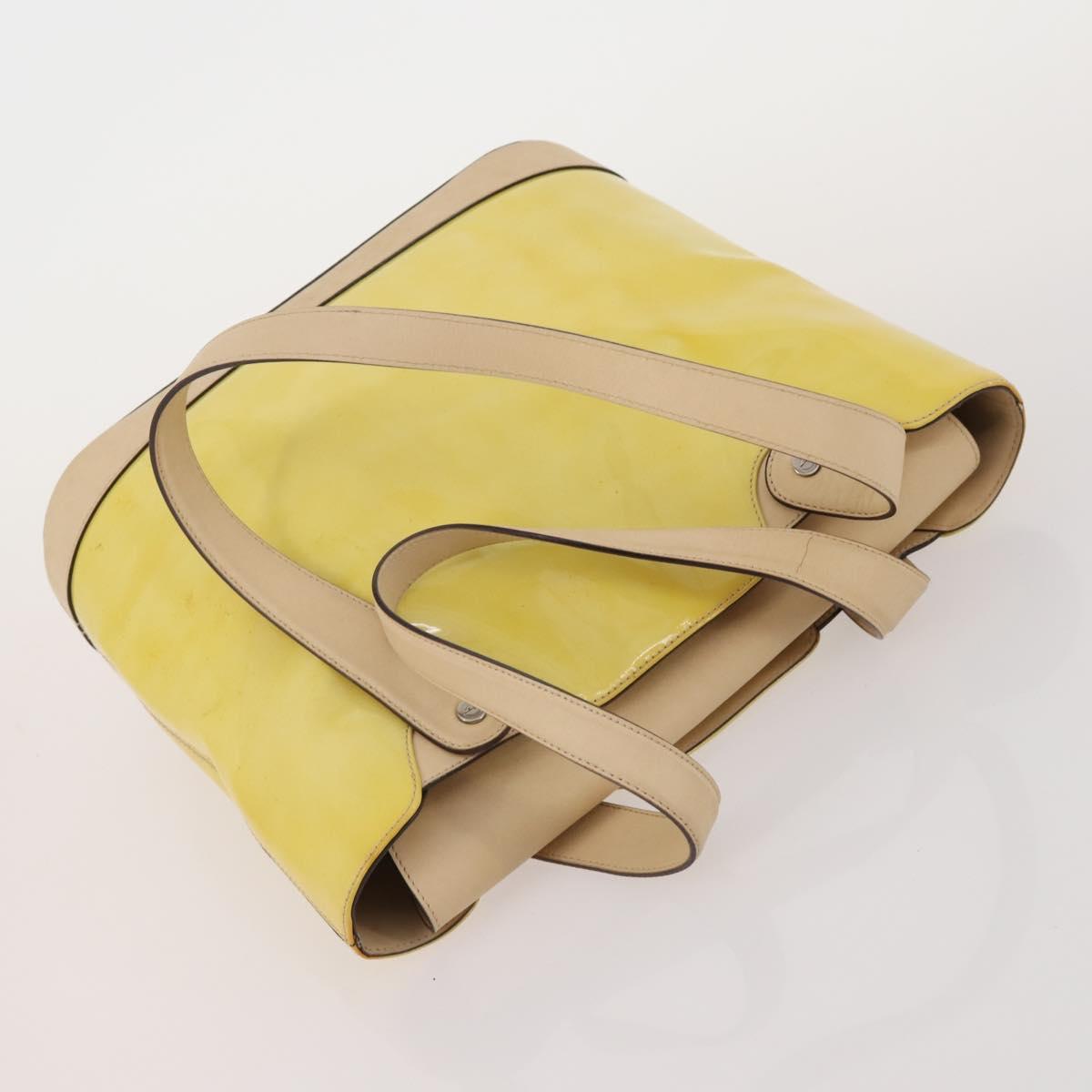 Salvatore Ferragamo Bag Nylon Leather Vinyl 3 Set Yellow Clear Auth BA13061