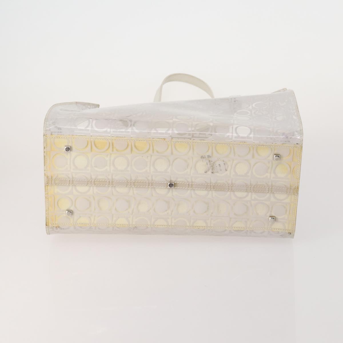Salvatore Ferragamo Bag Nylon Leather Vinyl 3 Set Yellow Clear Auth BA13061
