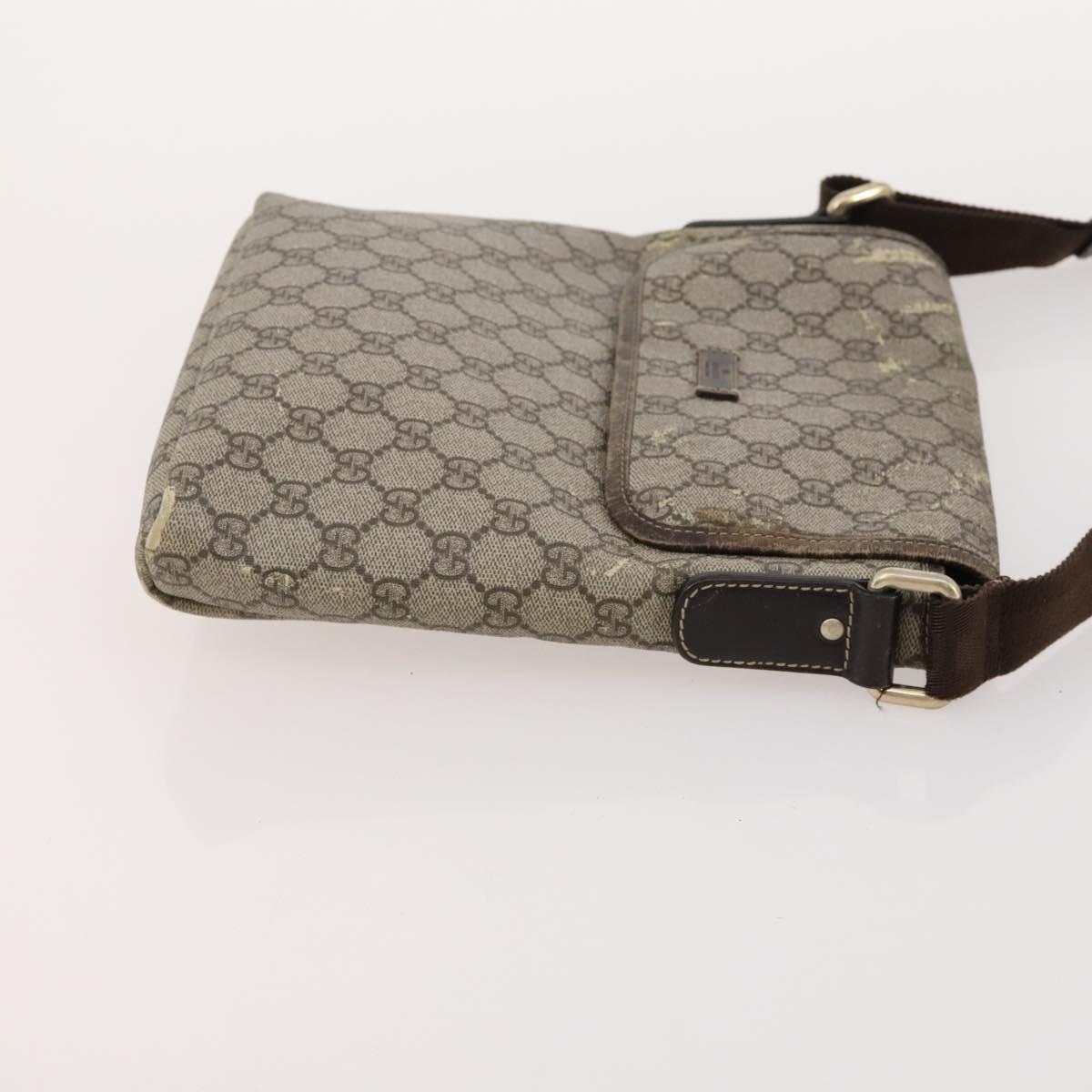 GUCCI GG Supreme Shoulder Bag PVC Leather 3 Set Beige Brown Auth BA13062