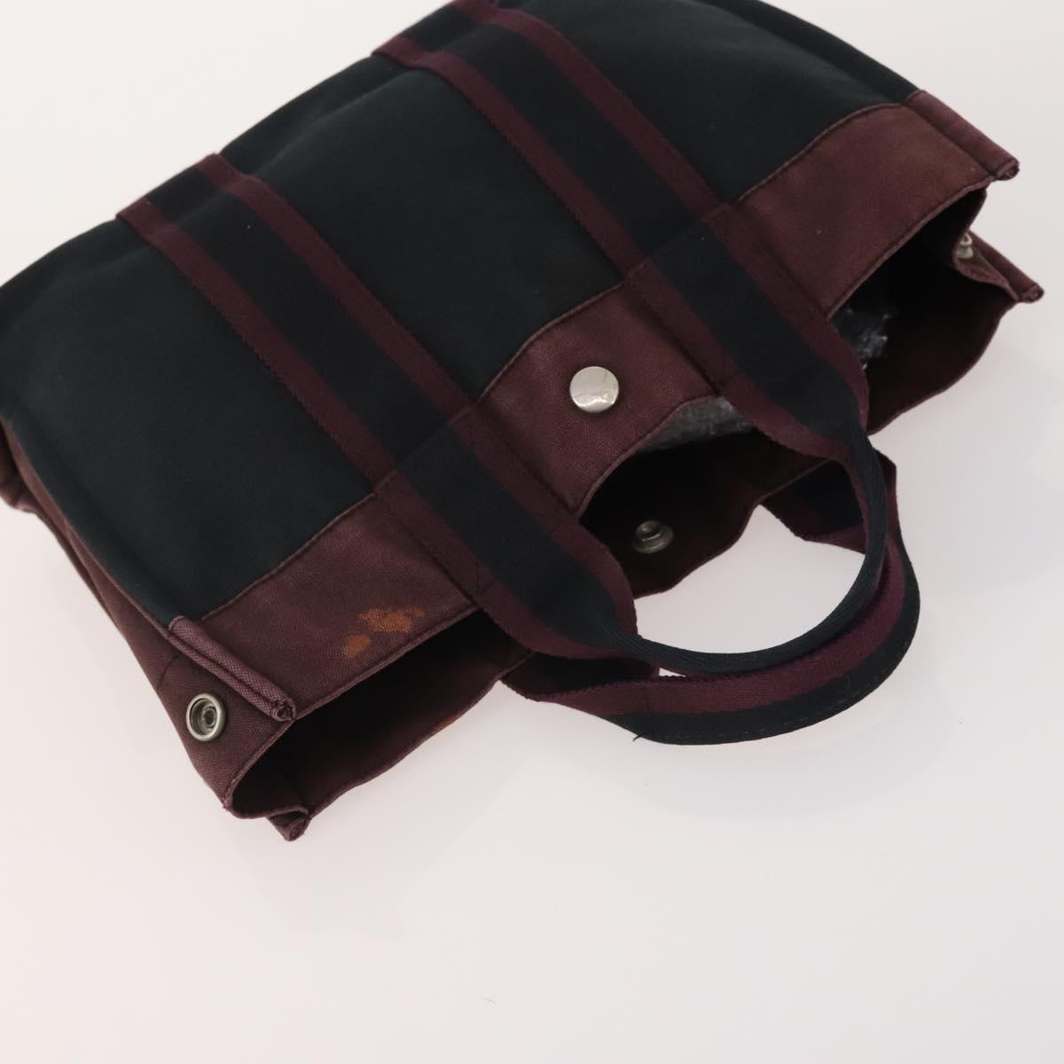 HERMES Her Line Hand Bag Canvas 4 Set Red Black Auth BA13063
