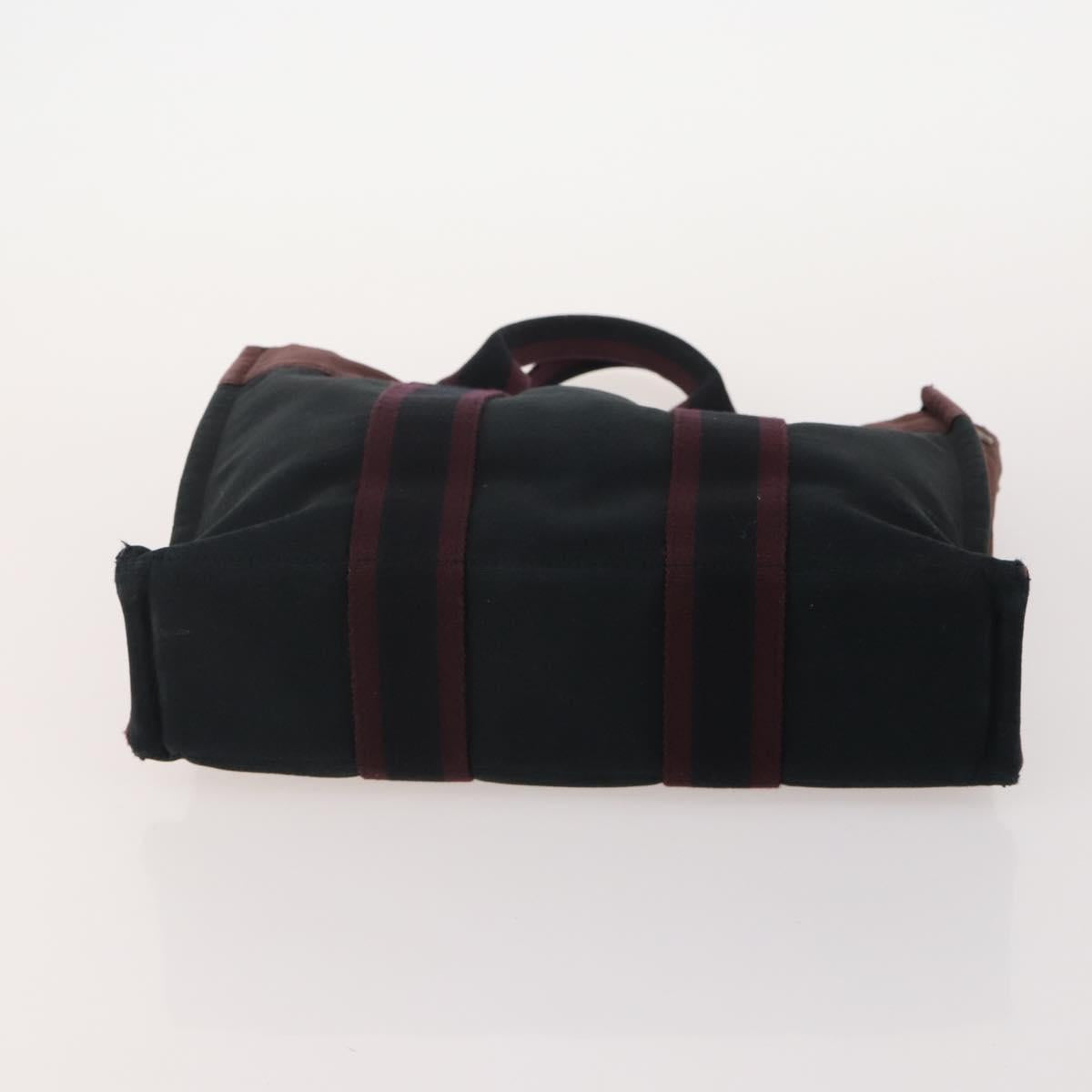HERMES Her Line Hand Bag Canvas 4 Set Red Black Auth BA13063