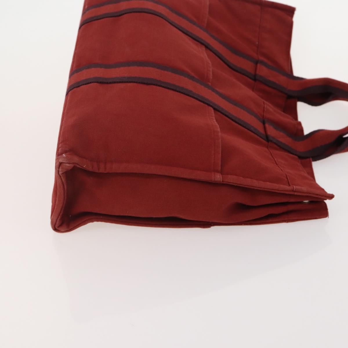 HERMES Her Line Hand Bag Canvas 4 Set Red Black Auth BA13063