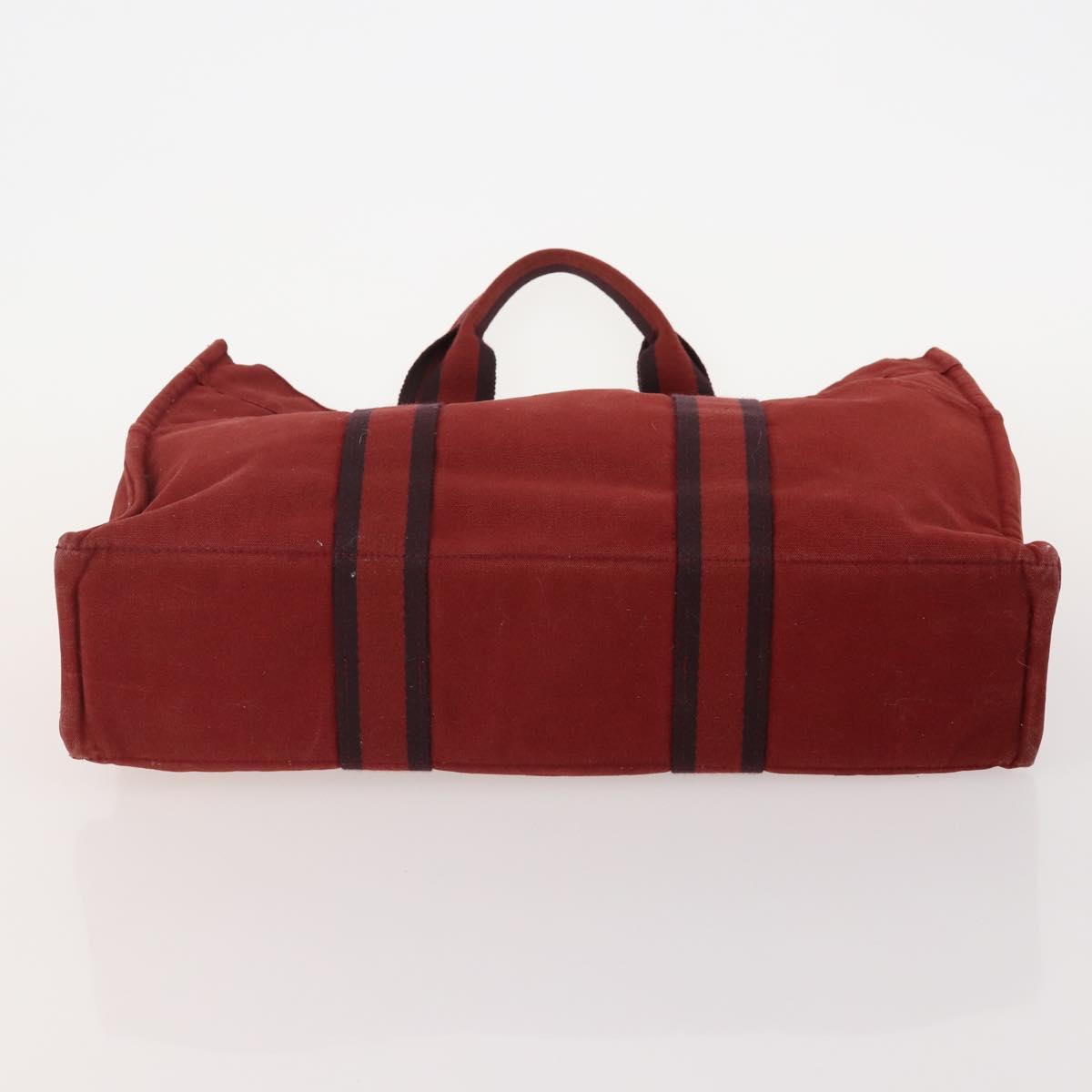 HERMES Her Line Hand Bag Canvas 4 Set Red Black Auth BA13063