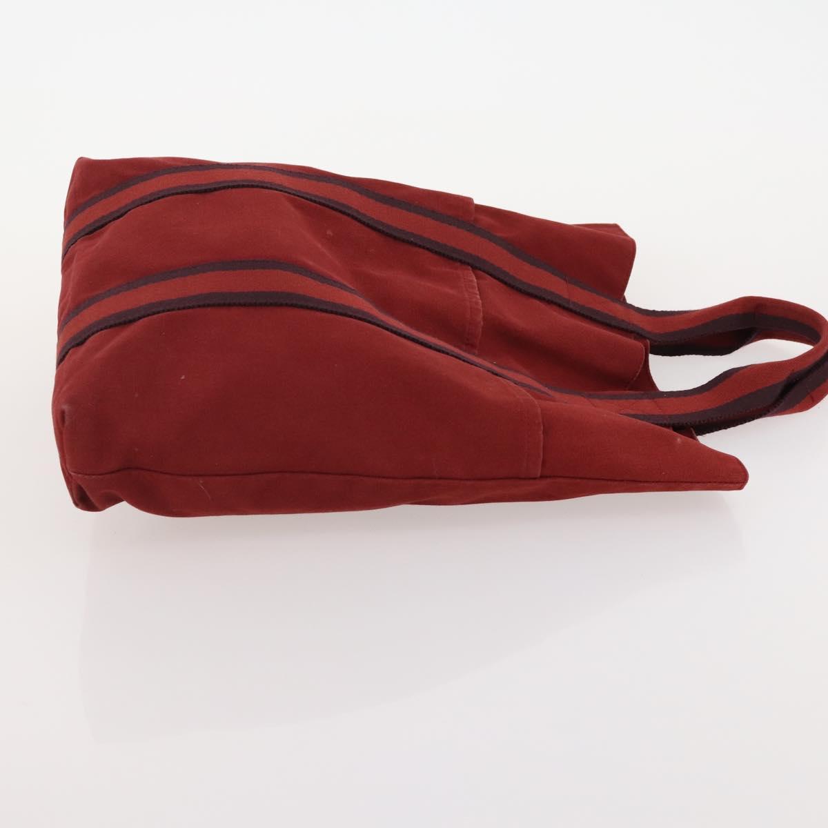 HERMES Her Line Hand Bag Canvas 4 Set Red Black Auth BA13063