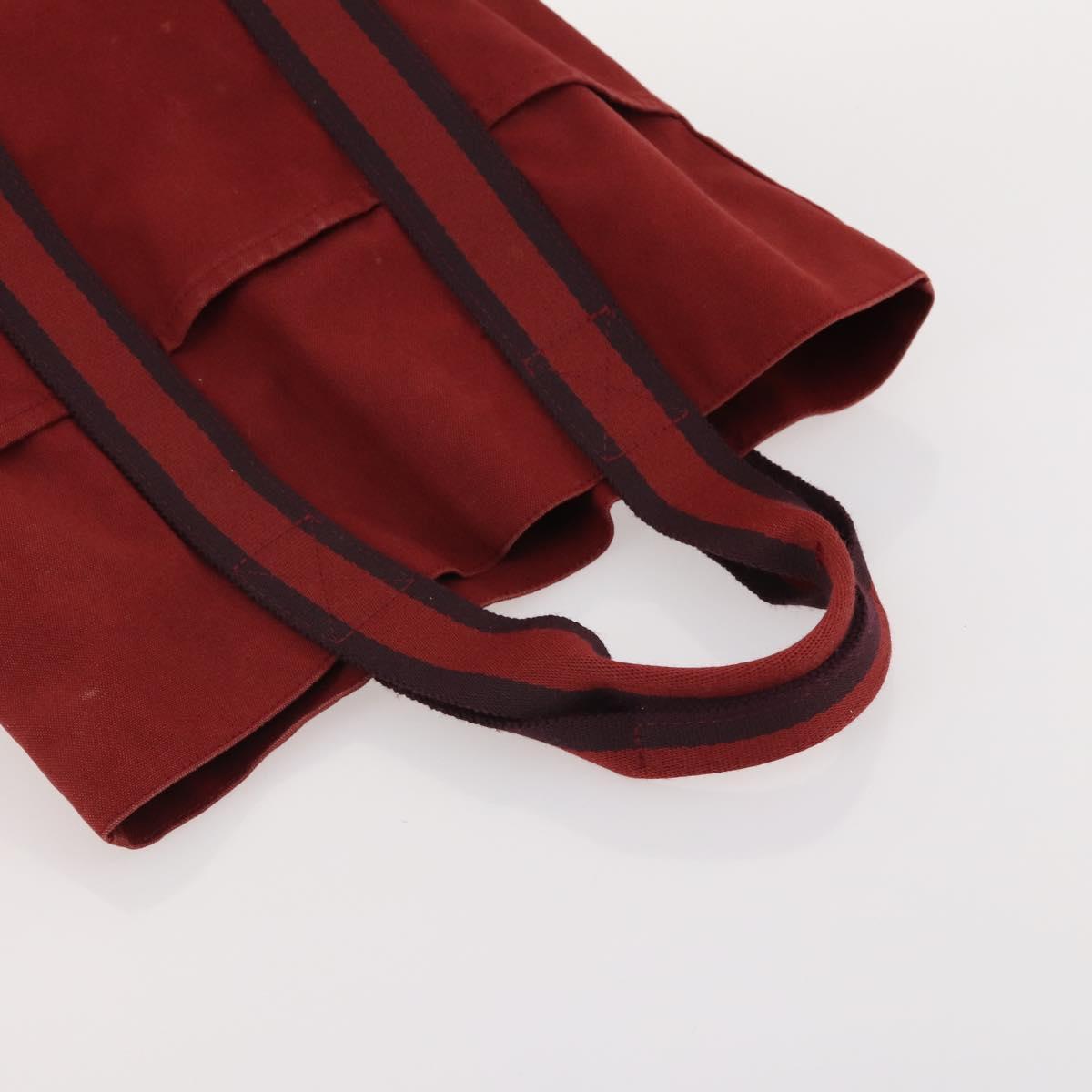 HERMES Her Line Hand Bag Canvas 4 Set Red Black Auth BA13063