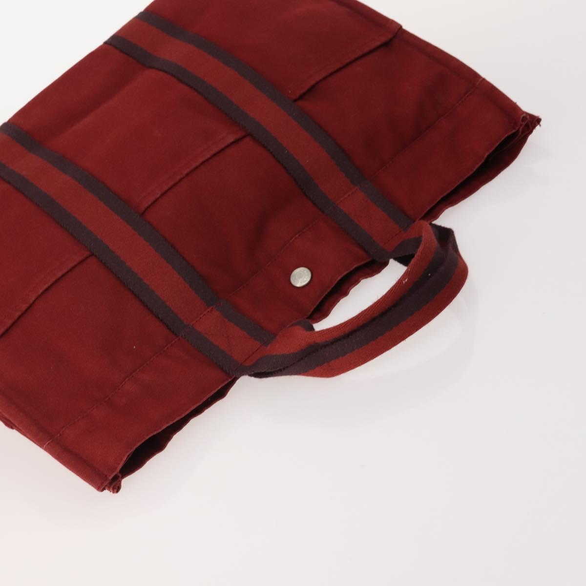 HERMES Her Line Hand Bag Canvas 4 Set Red Black Auth BA13063