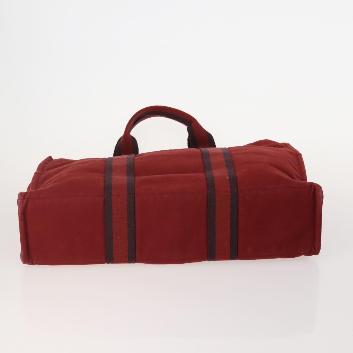 HERMES Her Line Hand Bag Canvas 4 Set Red Black Auth BA13063