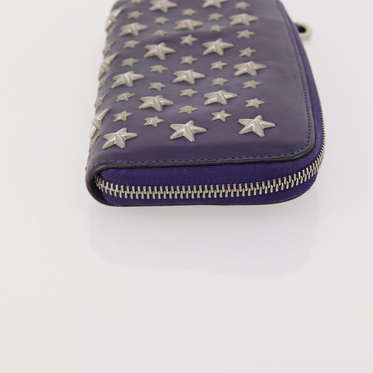 Jimmy Choo Long Wallet Leather 2 Set Gray Purple Auth BA13065