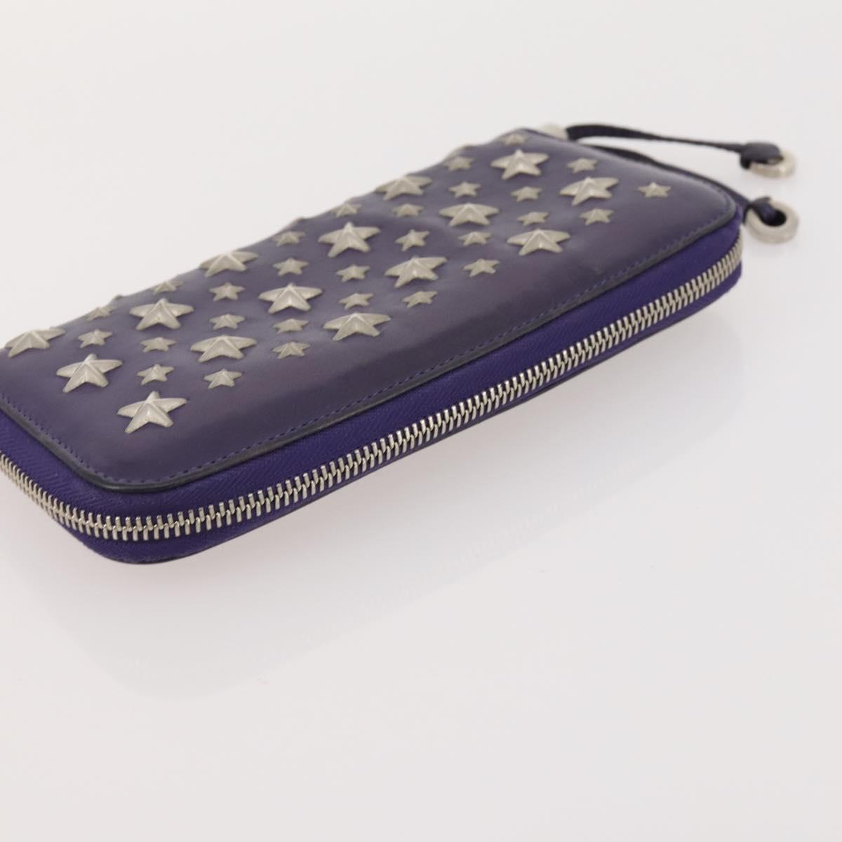 Jimmy Choo Long Wallet Leather 2 Set Gray Purple Auth BA13065