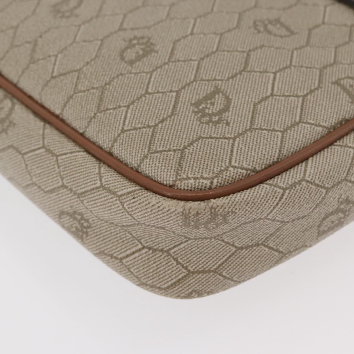 Christian Dior Honeycomb Canvas Shoulder Bag PVC Beige Silver Auth BA13067