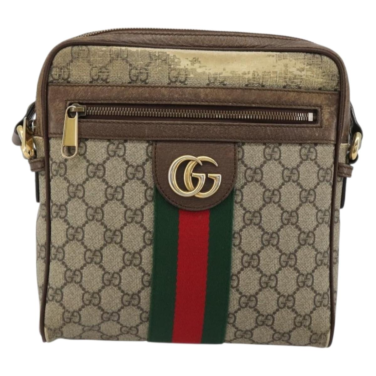 GUCCI GG Supreme Web Sherry Line Shoulder Bag PVC Beige Gold 547926 Auth BA13068