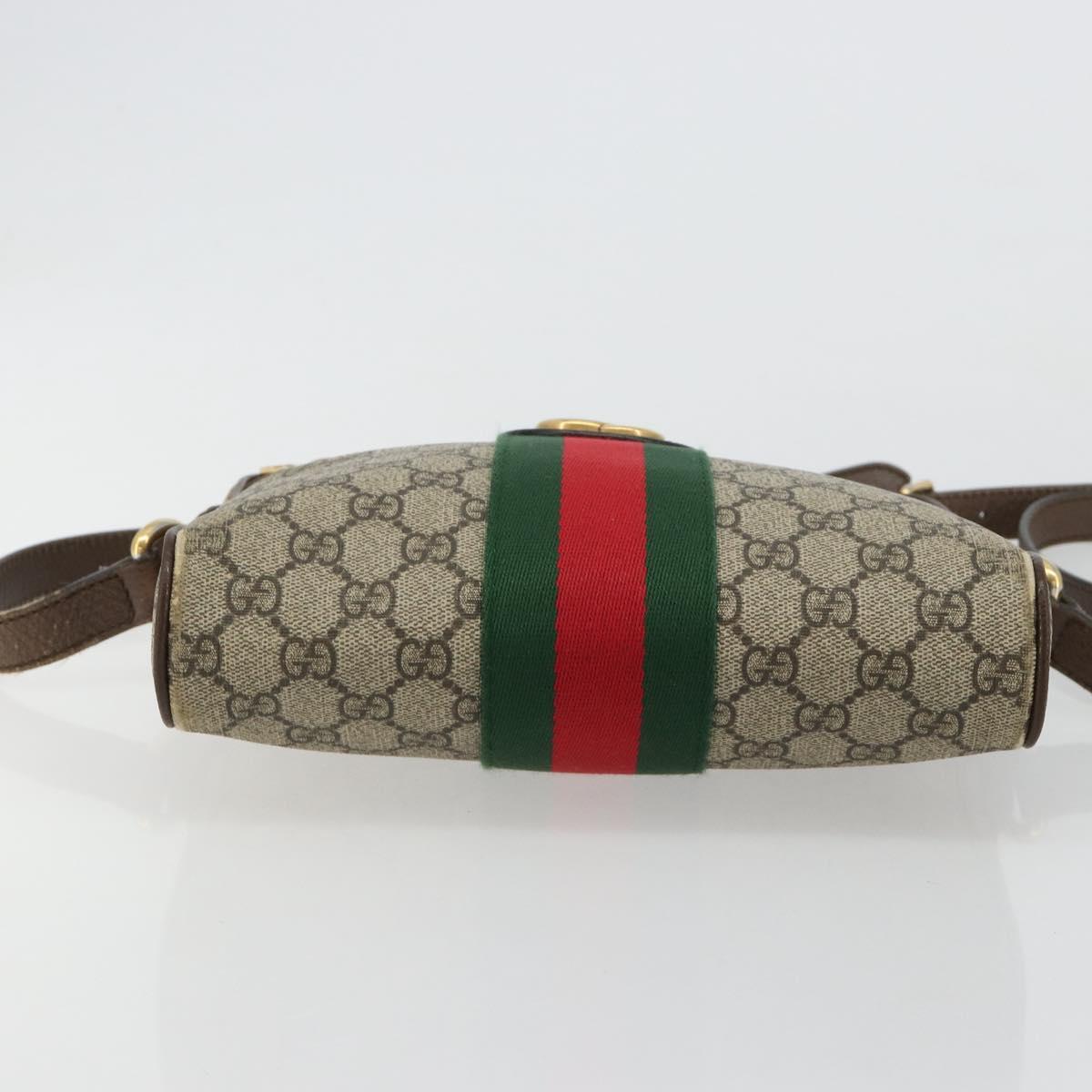GUCCI GG Supreme Web Sherry Line Shoulder Bag PVC Beige Gold 547926 Auth BA13068