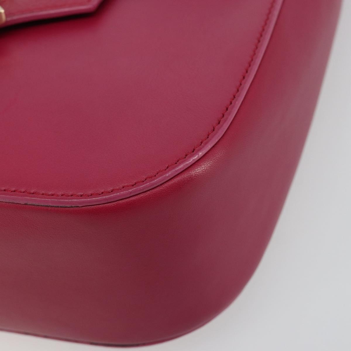 BVLGARI Chain Shoulder Bag Leather Pink Gold Auth BA13069A