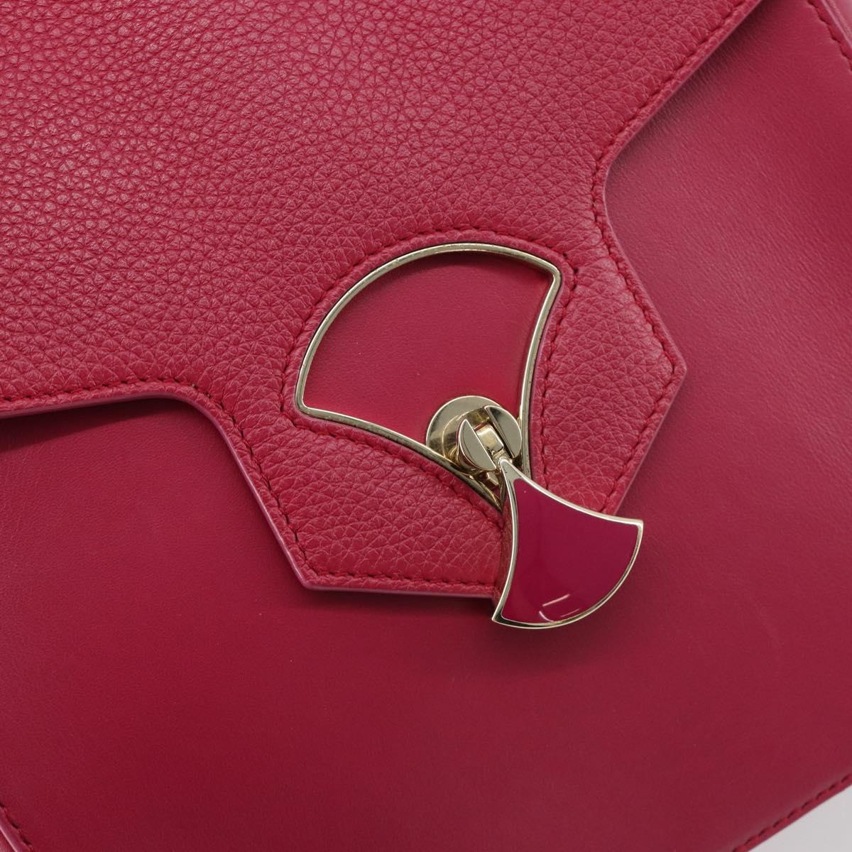 BVLGARI Chain Shoulder Bag Leather Pink Gold Auth BA13069A
