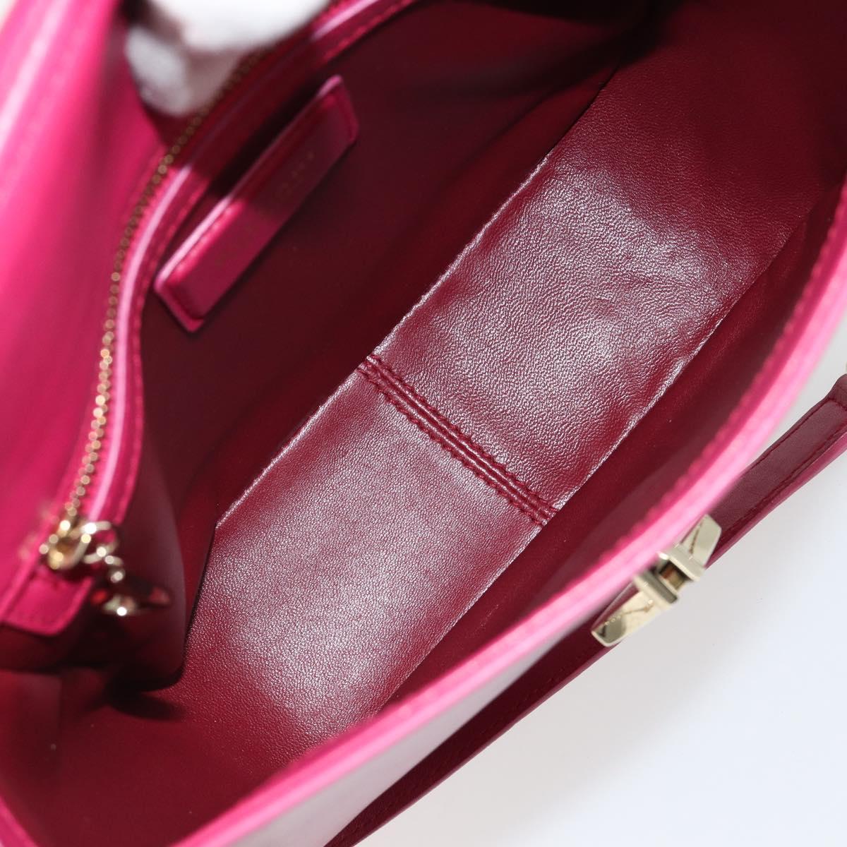 BVLGARI Chain Shoulder Bag Leather Pink Gold Auth BA13069A