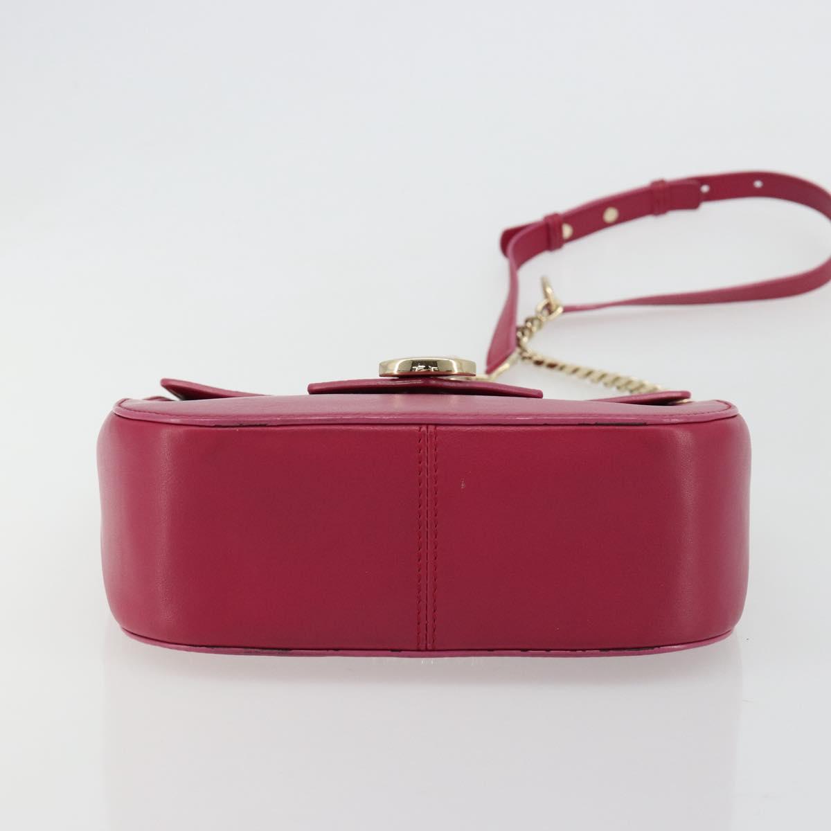 BVLGARI Chain Shoulder Bag Leather Pink Gold Auth BA13069A