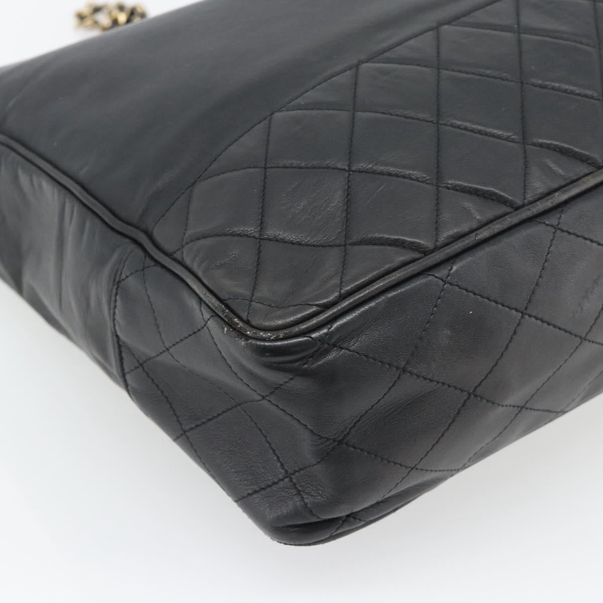 CHANEL Matelasse Chain Tote Bag Leather Black Gold CC Auth BA13071