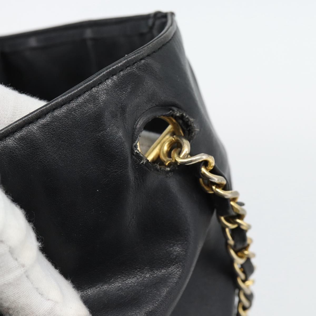 CHANEL Matelasse Chain Tote Bag Leather Black Gold CC Auth BA13071