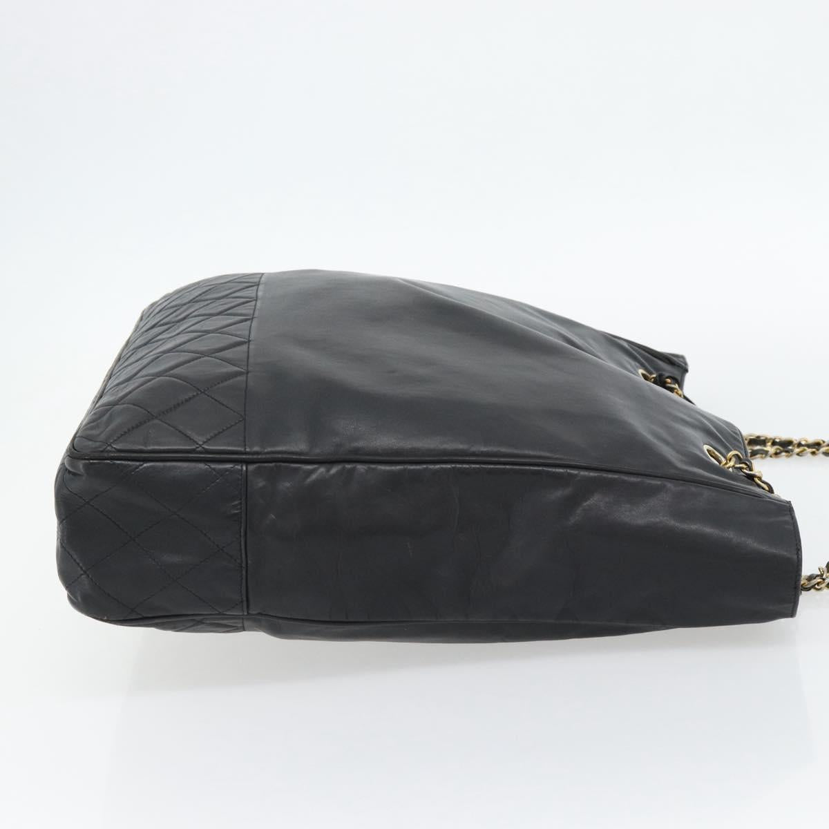 CHANEL Matelasse Chain Tote Bag Leather Black Gold CC Auth BA13071