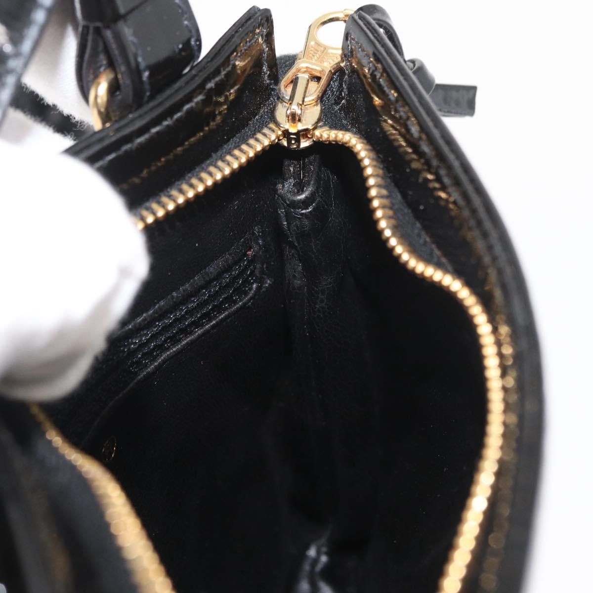 CHANEL Matelasse Waist bag Patent leather Black Gold CC Auth BA13072