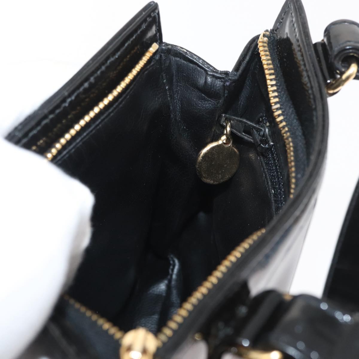 CHANEL Matelasse Waist bag Patent leather Black Gold CC Auth BA13072