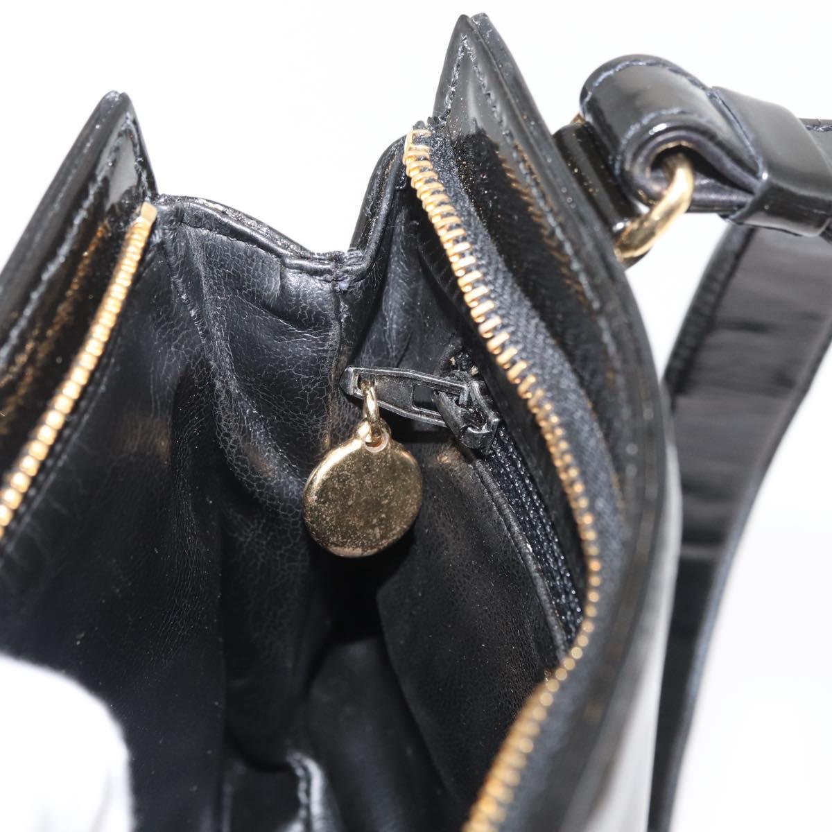 CHANEL Matelasse Waist bag Patent leather Black Gold CC Auth BA13072