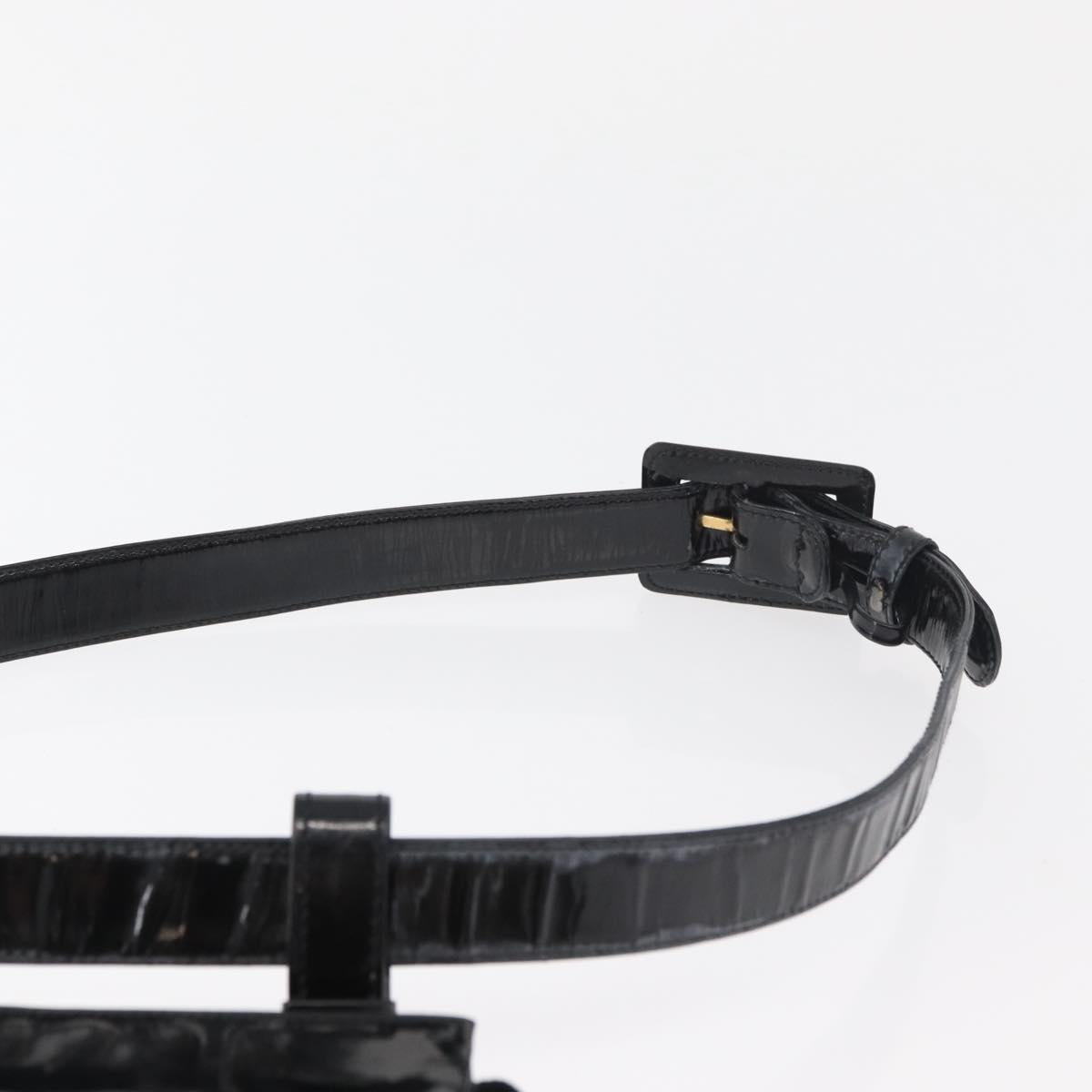 CHANEL Matelasse Waist bag Patent leather Black Gold CC Auth BA13072