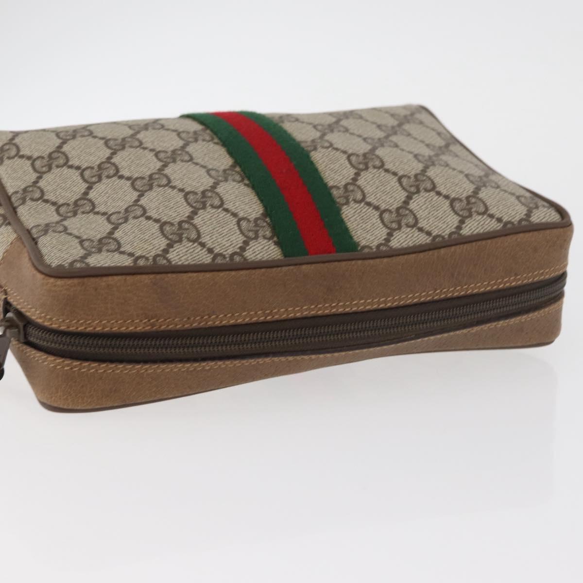 GUCCI GG Supreme Web Sherry Line Clutch Bag PVC Beige Red 89 01 012 Auth BA13074