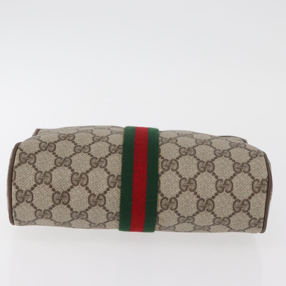 GUCCI GG Supreme Web Sherry Line Clutch Bag PVC Beige Red 89 01 012 Auth BA13074