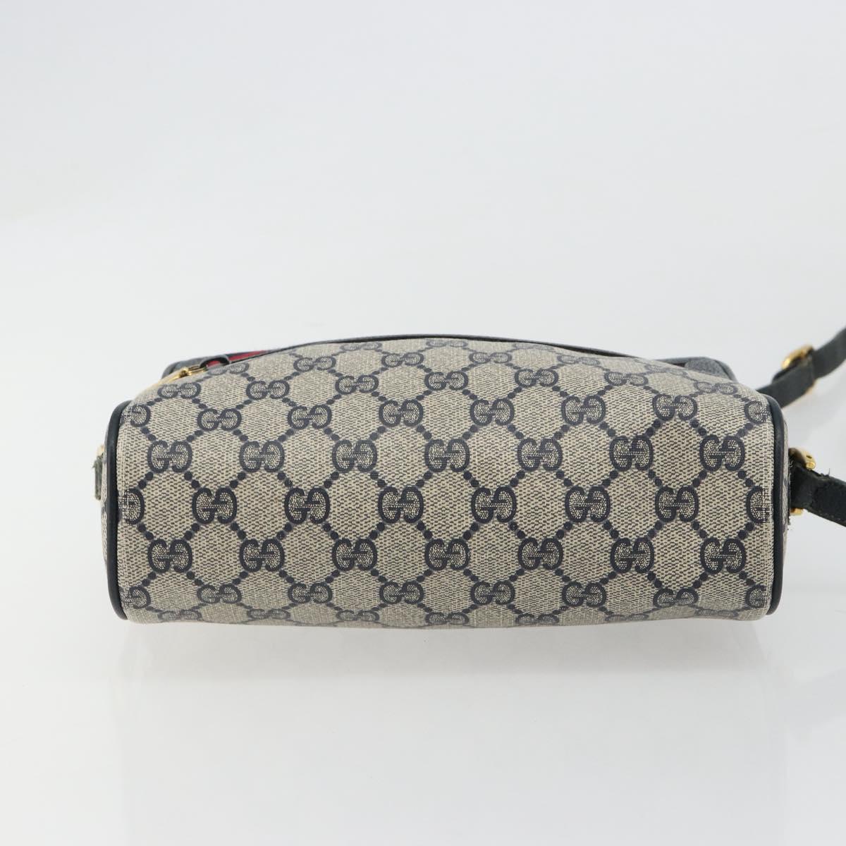 GUCCI GG Supreme Sherry Line Shoulder Bag PVC Navy Gold 119 02 087 Auth BA13075