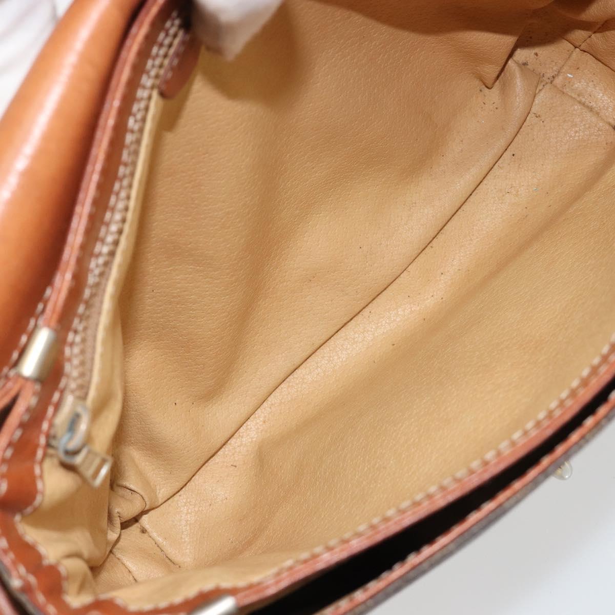 CELINE Macadam Canvas Shoulder Bag PVC Leather Brown Gold Auth BA13077