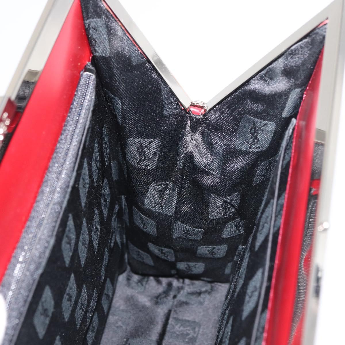 SAINT LAURENT Backpack Leather Red Silver Auth BA13087