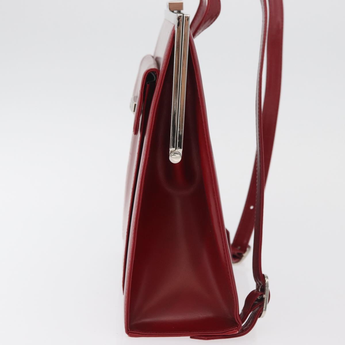 SAINT LAURENT Backpack Leather Red Silver Auth BA13087
