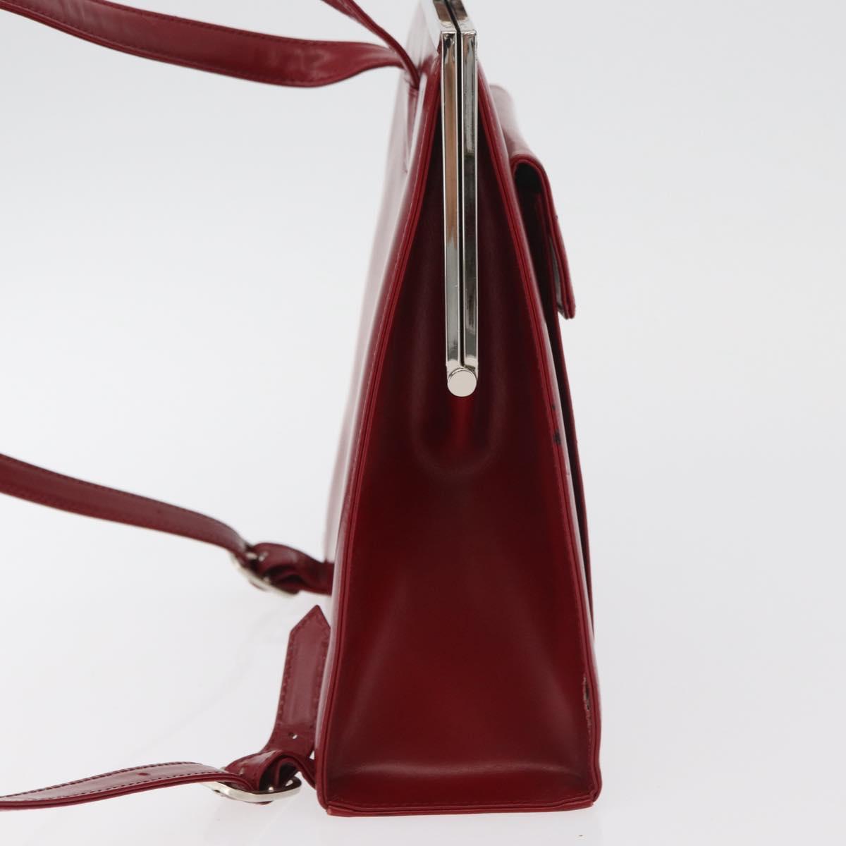 SAINT LAURENT Backpack Leather Red Silver Auth BA13087