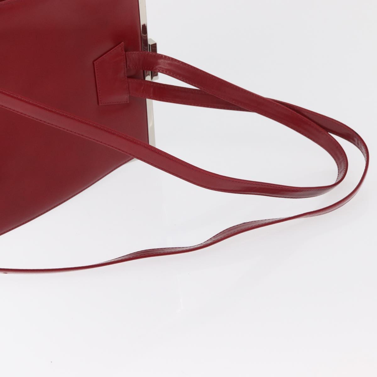 SAINT LAURENT Backpack Leather Red Silver Auth BA13087