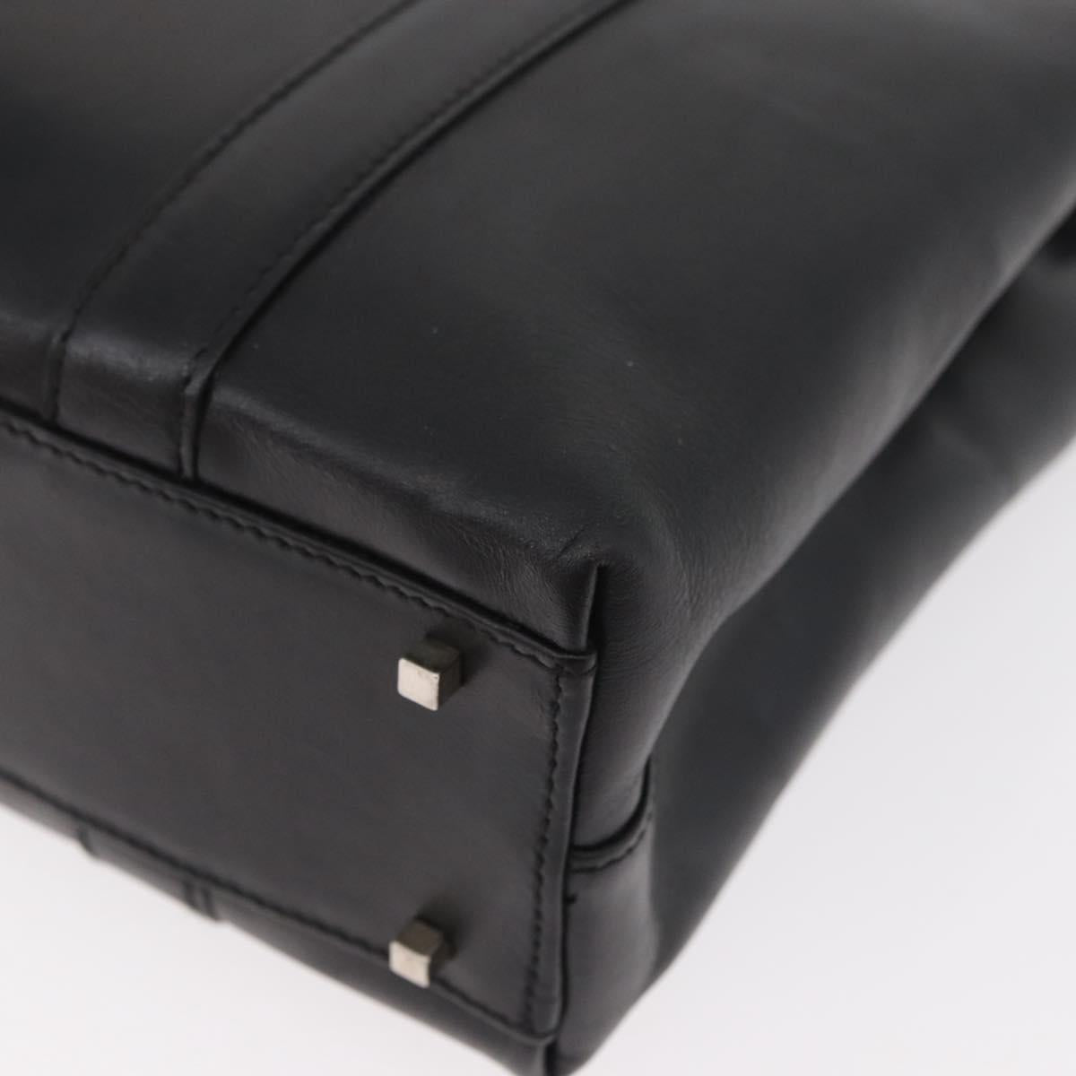 Salvatore Ferragamo Tote Bag Leather Black Silver Auth BA13088