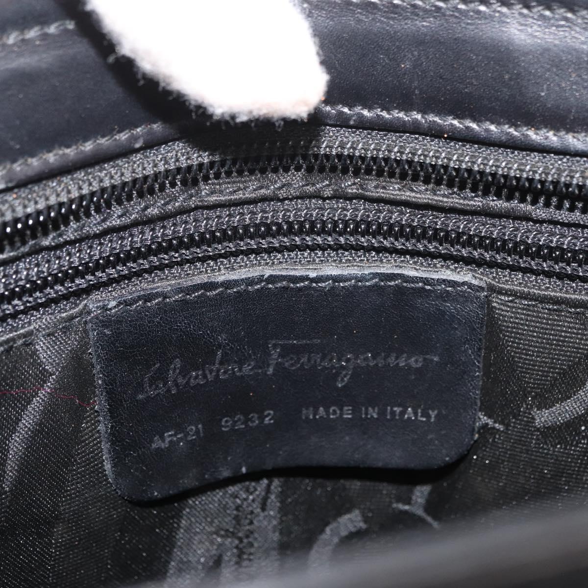 Salvatore Ferragamo Tote Bag Leather Black Silver Auth BA13088