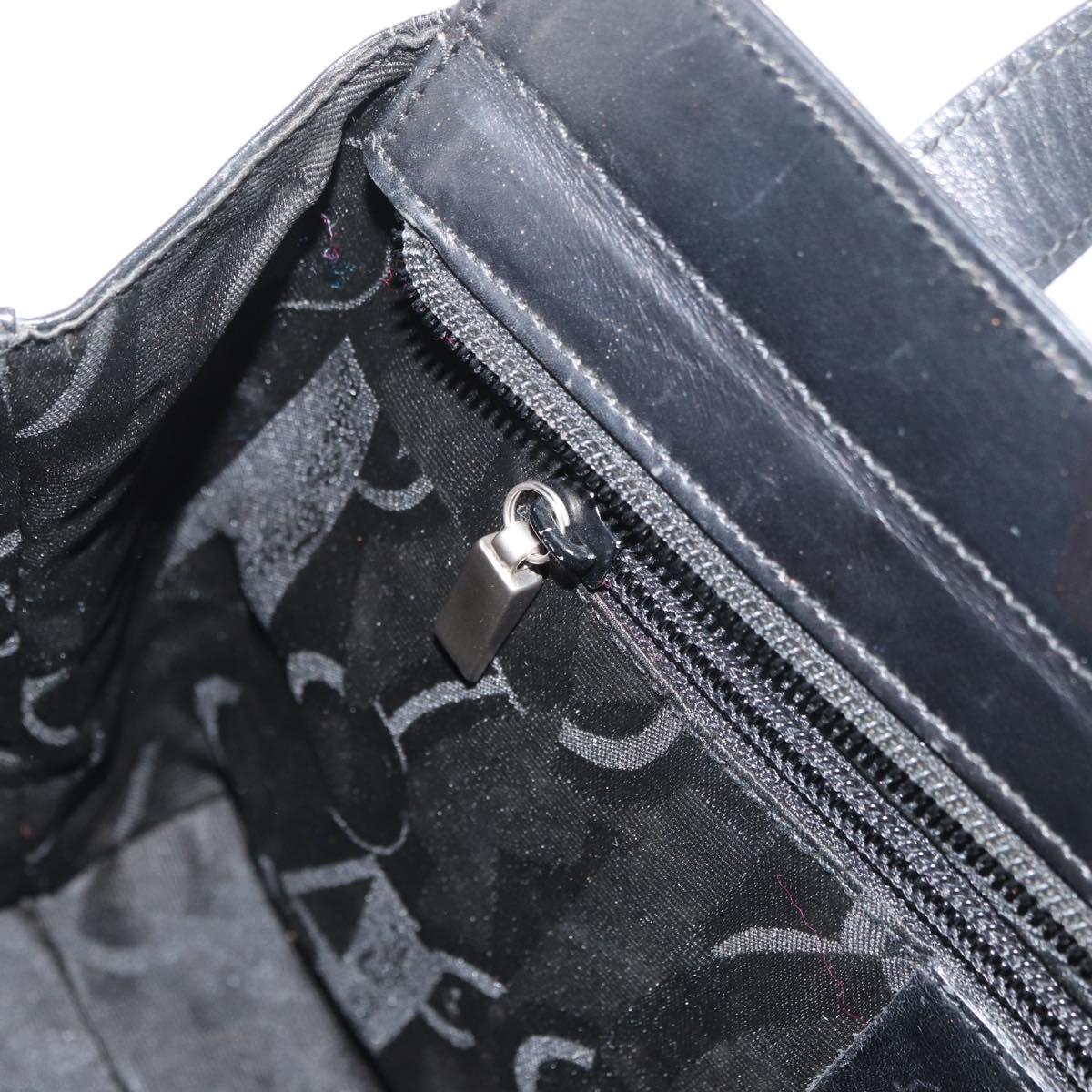 Salvatore Ferragamo Tote Bag Leather Black Silver Auth BA13088