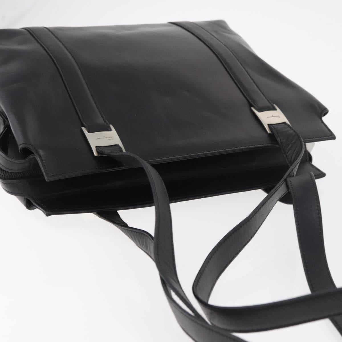 Salvatore Ferragamo Tote Bag Leather Black Silver Auth BA13088