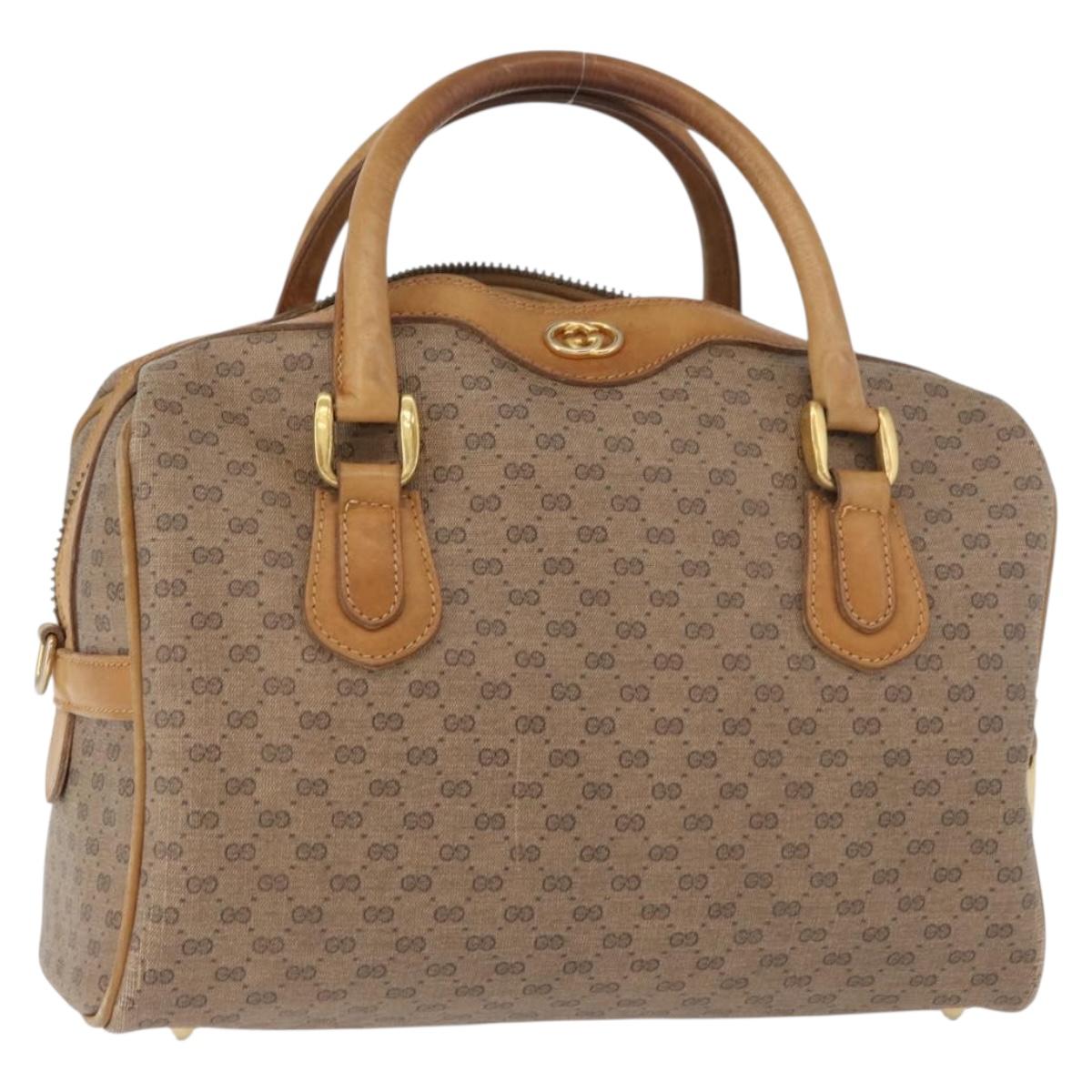 GUCCI Micro GG Supreme Hand Bag PVC Beige Gold 67 02 4422 Auth BA13089