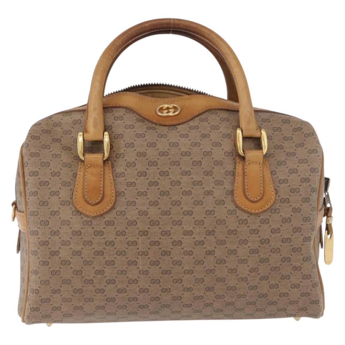 GUCCI Micro GG Supreme Hand Bag PVC Beige Gold 67 02 4422 Auth BA13089
