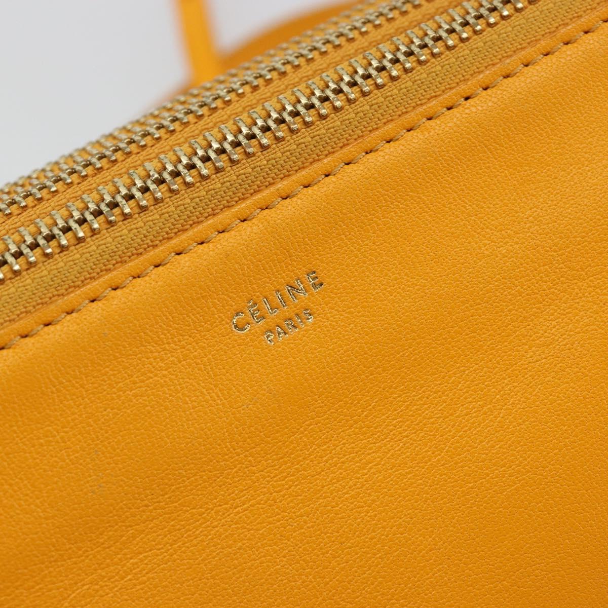 CELINE Trio Shoulder Bag Leather Yellow Gold Auth BA13091
