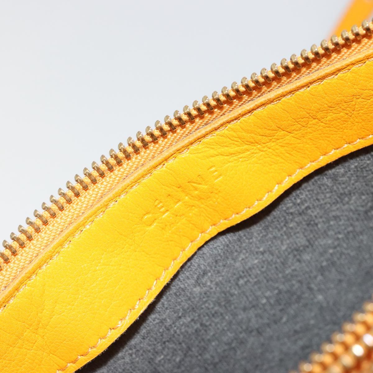 CELINE Trio Shoulder Bag Leather Yellow Gold Auth BA13091