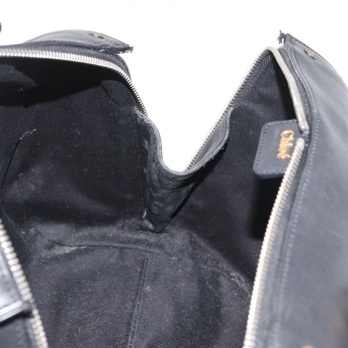 Chloe Aurora Paddington Hand Bag Leather 2way Black Gold Auth BA13096V